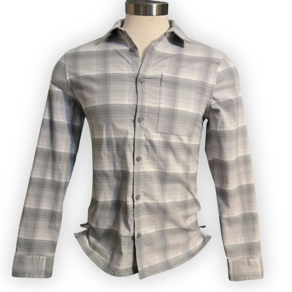 Lululemon Athletica Men's Small Long Sleeve Grey/White Button-down Shirt